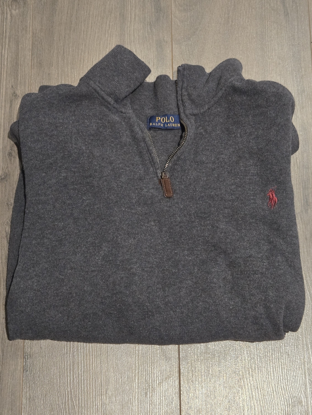 Polo Ralph Lauren Quarter Zip Sweater Men XL Gray Pullover Mock Neck 100% Cotton